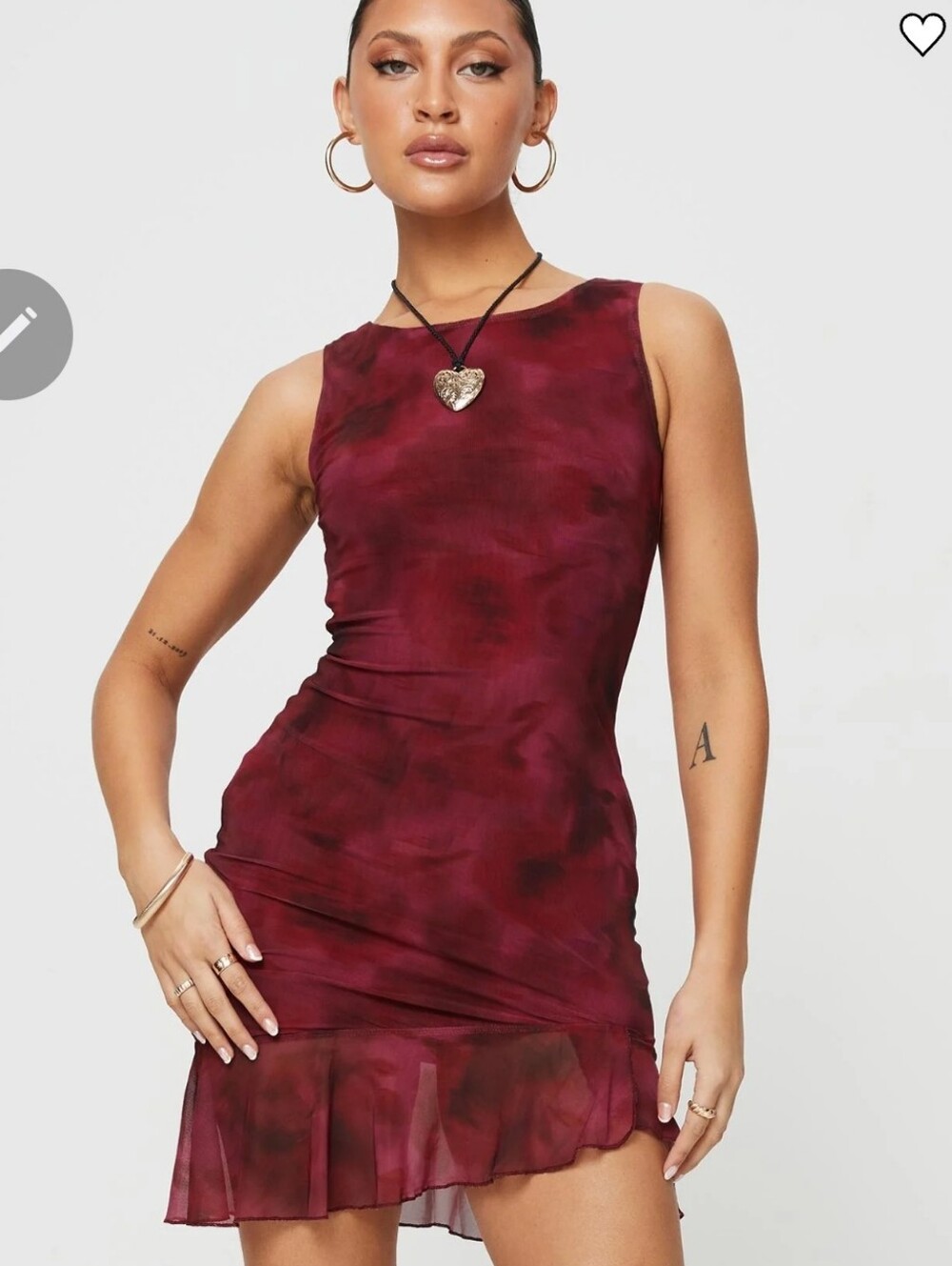 NWT Princess Polly Molita Mini Dress Size 12 Burgundy Red Mesh Ruffles
